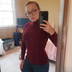 Dark red turtle neck